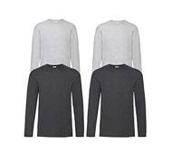 Fruit of the Loom - « Valueweight » - T-shirt à manches longues, 2Grau2Dark Heather + 1 Bloc-notes, XXL
