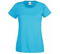 Fruit of the Loom Valueweight - T-shirt en coton ras-du-cou pour femme - Bleu - Medium