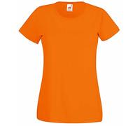 Fruit of the Loom Valueweight - T-shirt en coton ras-du-cou pour femme - Orange - Large