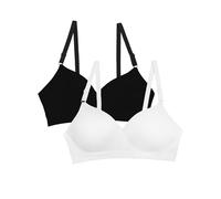 Fruit of the Loom Wireless Bra Soutien-Gorge Push up, Opaque, Noir et Blanc, Lot de 2, 90D Femme