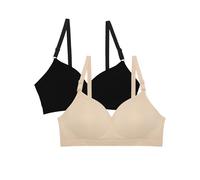 Fruit of the Loom Wireless Bra Soutien-Gorge Push up, Opaque, Teinte Noire-Lot de 2, 100C Femme