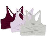 Fruit of the Loom Women's Adjustable Shirred Front Racerback Sports Bra, Lilac/Grey Heather/Purple Velvet