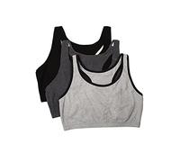 Fruit of The Loom Women's Built-Up Sports Bra 3 Pack, Blue gem White/Black hue