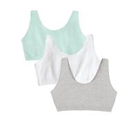 Fruit of The Loom Women's Built-Up Sports Bra 3 Pack, Mint Chip/White/Grey Heather