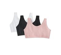 Fruit of The Loom Women's Built-Up Sports Bra, Blushing Rose/Black/White-3 Pack