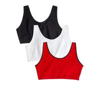 Fruit of The Loom Womens Built-up Sports Bra, Red Hot with Black/White/Black, 34