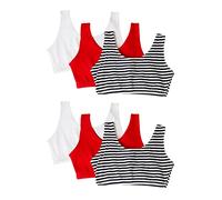 Fruit of The Loom Women's Built Up Tank Style Sports Bra, Stripe/Stripe/White/White/Red/Red, 34