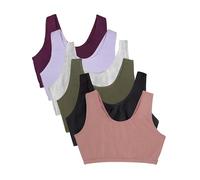 Fruit of the Loom Women's Built Up Tank Style Sports Bra Value Pack, Black/Heather Grey/Olive/Purple/Lilac/Dusk