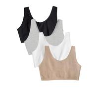 Fruit of the Loom Women's Built Up Tank Style Sports Bra Value Pack, Black/Heather Grey/Sand/White