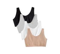 Fruit of The Loom Women's Built Up Tank Style Sports Bra Value Pack, Black/Heather Grey/Sand/White