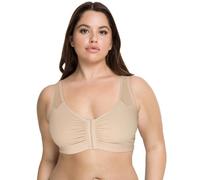 Fruit of the Loom Women's Comfort Front Close Sport Bra with Mesh Straps Bra, Sand, 42