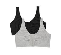 Fruit of the Loom Women's Front Close Sports Bra Bra, Black hue/Heather Grey, 38