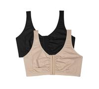 Fruit of the Loom Women's Front Close Sports Bra, Sand/Black, 38