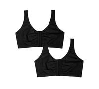 Fruit of The Loom Women's Front Closure Cotton Bra, Black Hue/Black Hue