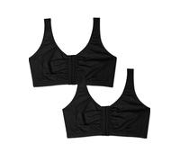 Fruit of the Loom Women's Front Closure Cotton Bra, Black Hue/Black Hue, 40