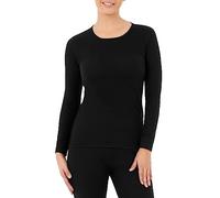Fruit of The Loom Women's Micro Waffle Premium Thermal Crew Top, Black, Medium