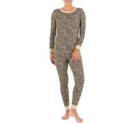 Fruit of The Loom Women's Micro Waffle Premium Thermal Set, Animal Print, X-Small