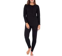 Fruit of the Loom Women's Micro Waffle Premium Thermal Union Suit, Black, Medium-Large
