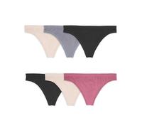 Fruit of The Loom Women's No Show Seamless Underwear, Amazing Stretch & No Panty Lines, Available in Plus Size, Thong - 6 Pack - Colors May Vary, 8