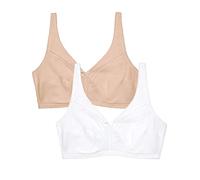 Fruit of The Loom Women's Seamed Soft Cup Wirefree Cotton Bra, White 86CK/ Sand, 38B