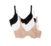 Fruit of the Loom Women's Unlined Underwire Bra-Cotton & Spandex Blend for Natural Shape and Flexibility Full Coverage, Opaque (Pack of 2)