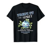 Fruit of The Spirit Verse de la Bible chrétienne Mignon Baie Bleue T-Shirt Graphique avec Valeur