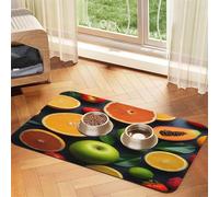 Fruit on the Table Tapis de nourriture pour animaux de compagnie 43,7 x 30 cm absorbant et antidérapant en cuir synthétique avec fond en caoutchouc à séchage rapide