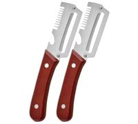 Fruit Peeler, Green Onion Slicer, 2 Pieces Stainless Steel Cutter | Wood Handle Green Onion Chopper with Bottle Opener for Home Kitchen Cooking Food Prep Salad Cabbage Potato Carrot Fruit