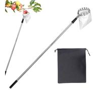 Fruit Picker Pole - Stainless Steel 160cm 2.2cm Rod Diameter | Extendable Fruit Harvest Tool, Long Reach Picking Pole | Durable Rust Resistant Grabber Picker For Garden Orchard Outdoor Home