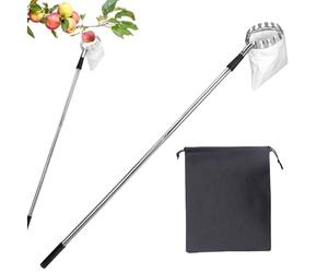 Fruit Picker Pole - Stainless Steel 160cm 2.2cm Rod Diameter | Extendable Fruit Harvest Tool, Long Reach Picking Pole | Durable Rust Resistant Grabber Picker For Garden Orchard Outdoor Home