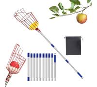 Fruit Picker Pole with Basket - Fruit Picker - Stainless Steel Harvesting Stick for Avocado, , Pear, Orange, Peach, Pomegranate | Portable Fr.uit Harvesting Tool for Garden, Orchard, and Agric