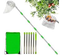 Fruit Picker With Telescopic Handle - Picking Tool | Extensible Pole Harvesting Basket | Acier inoxydable Cotton PP 5-10 Poles Adjustable - Length, Lightweight Portable For Oranges Peaches Pe