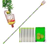 Fruit Picking Basket - Fruit Pickerr Pole With Basket | Stainless Steel Telescopic Fruits Pickers With Baskett, Portable Rustproof Detachable Lightweight Food Picker For Plum, Pear, Lemon, Apricot