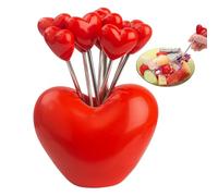 Fruit Picks, Stainless Steel Forks, 3.15x2.56in Heart Shape Design, Reusable Metal Sticks, Portable and Easy to Clean for Fruit, Dessert, Cocktail, Appetizers