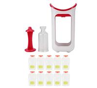 Fruit Puree Squeezer, Portable Kids Puree Squeeze Station Press and Store System Homemade Food Masher with 10PCS Pouches for Home Kitchen (Rosy Red)