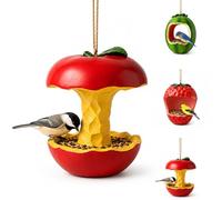 Fruit Shaped Hanging Bird Feeder, Decorative Outdoor Bird Feeder for Garden, Patio & Backyard, Whimsical Yard Decor Gift for Bird Lovers (Apple)