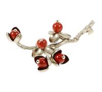 Fruit Shawl Red Berry Cardigan Safety Pins Bouquet Shape Enamel Lapel Pin Brooch Clips Collar Clip Copper