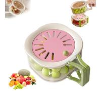 Fruit Vegetable Washing Bowl with Strainer & Lid, 2-in-1 Fruit Cleaner Spinner, Foldable Handle Lettuce Keeper for Fridge Refrigerator Organization, Portable Mesh Berry Colander (Pink)
