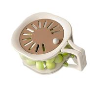Fruit Washing Bowl with Strainer, 2-in-1 Produce Washer and Berry Container for Fridge, Dual-Layer Drain Basket with Foldable Handle, Stackable Lettuce Keeper for Kitchen & Picnic