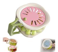 Fruit Washing Bowl with Strainer, 2-in-1 Produce Washer and Berry Container for Fridge, Dual-Layer Drain Basket with Foldable Handle, Stackable Lettuce Keeper for Kitchen & Picnic (PInk,1Pc)