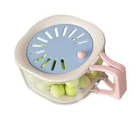 Fruit Washing Bowl with Strainer, 2-in-1 Produce Washer and Berry Container for Fridge, Dual-Layer Drain Basket with Foldable Handle, Stackable Lettuce Keeper for Kitchen & Picnic