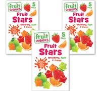 Fruit Works Fruit Stars Lot de 3 boîtes de 3 boîtes de 90 g Fraise, Pomme et Orange