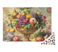 Fruits 1000 pièces Puzzle Stimulation Mentale Adultes Arrangement Fruits Vintage Vase Doré Premium Épais Robuste Défi Anti-Stress 70x50cm/1000pcs
