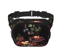 Fruits and Wines Ceinture carrée double couche - Sac banane avec sangle réglable pour la course, les voyages, la randonnée, noir, taille unique, noir, taille unique, Noir , Taille unique