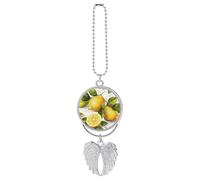 Fruits Citron Décoration à suspendre pour rétroviseur de voiture, cadeau porte-bonheur à suspendre, décoration amusante pour bureau, voiture, décoration de la maison, argenté