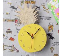 Fruits créatifs ananas horloge murale en bois acrylique pour le salon des enfants chambre à coucher de bande dessinée décorative - Blanc