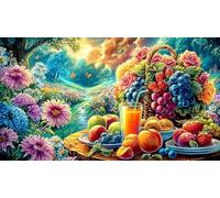 Fruits et Fleurs en abondance Devant Une Maison de Campagne Puzzle 1000 pièces - DéFi éduchatiF Difficile pour Adultes Activité à Domicile 38x52/1000pcs