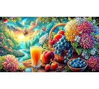 Fruits et Fleurs en abondance Devant Une Maison de Campagne Puzzle 1000 pièces en Papier recyclé - Jeu Familial Amusant & Activité à Domicile Idée Cadeau Parfaite pour Adultes 38x26/1000pcs
