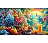 Fruits et Fleurs en abondance Devant Une Maison de Campagne Puzzle 1000 pièces en Papier recyclé pour Adultes - Cadeau Amusant & Activité Familiale Décoration Murale 75x50/1000pcs