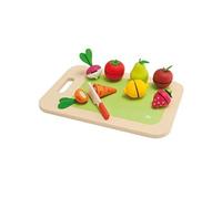 John Adams , Sevi - Chopping Board Fruit & Vegetables Playset: Christmas, baby shower, birthday or Christening gift for kids, Wooden & Kids Roleplay Toys, Ages 3+